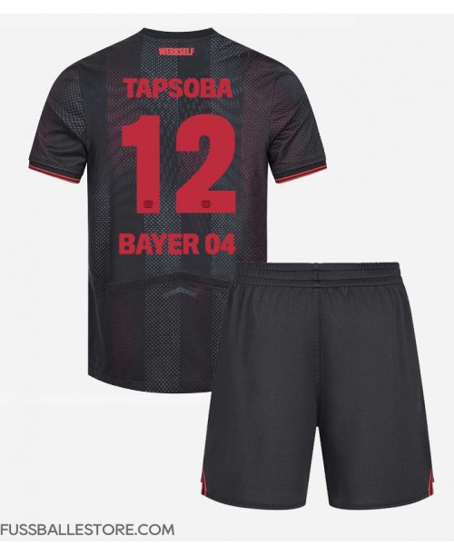 Günstige Bayer Leverkusen Edmond Tapsoba #12 Heimtrikotsatz Kinder 2025-26 Kurzarm (+ Kurze Hosen)